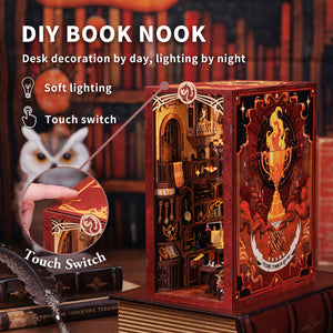 Flame Common Room DIY book nook kit side view with fireplace surround