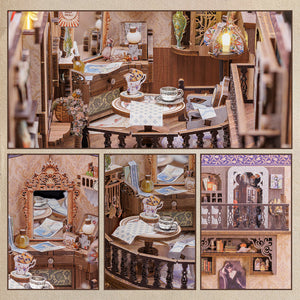 Grandfather's Antique Store miniature shop angle view with glowing display cases