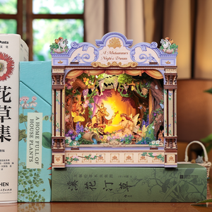A Midsummer Night's Dream miniature house kit assembled showing forest scene
