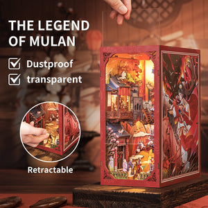 The Legend of Mulan DIY kit detail showing armor and calligraphy scroll props