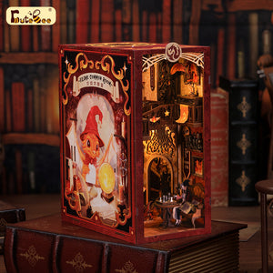 Flame Common Room book nook kit assembled showing hearth and armchairs