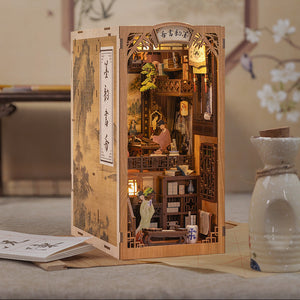 Ink Rhyme Bookstore DIY book nook kit — classical Chinese scholar study with LED lighting