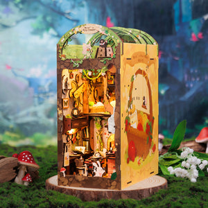 Mole's Apartment book nook kit assembled showing earthy underground scene