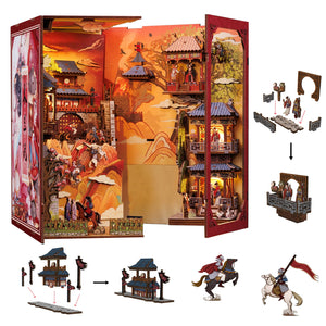 The Legend of Mulan miniature Chinese warrior scene with golden LED lighting