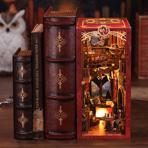 Flame Common Room DIY book nook kit fire-lit fantasy study with amber LED