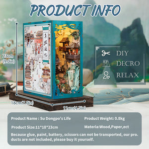 Su Dongpo's Life DIY book nook kit side view with Song Dynasty details