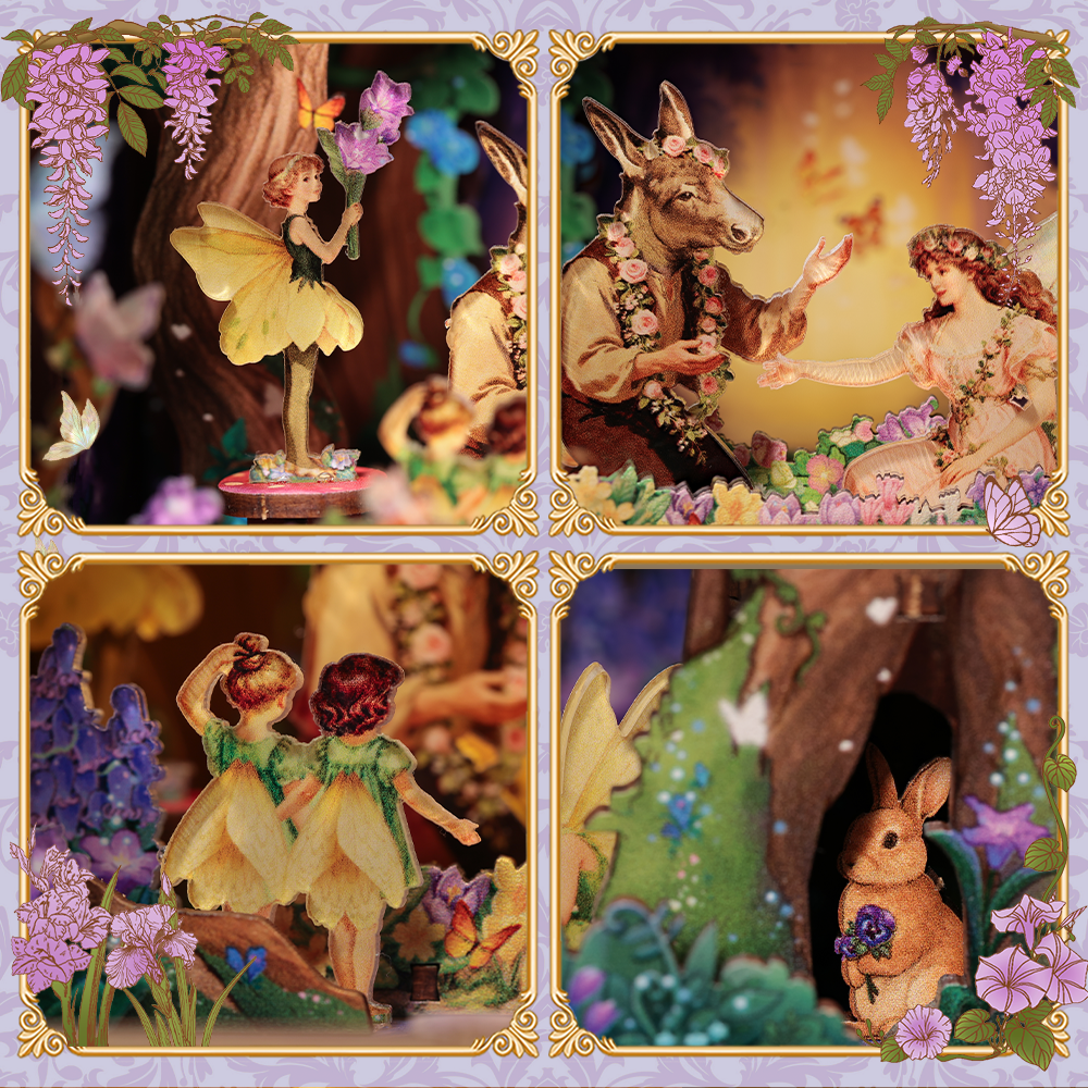 A Midsummer Night's Dream miniature kit assembled at angle full scene view