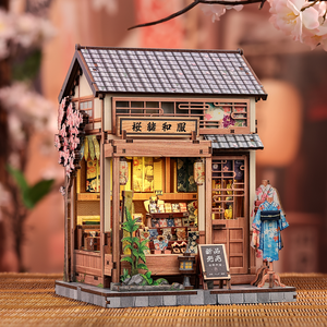 Sakura Kimono Shop miniature Japanese shop interior with warm LED lighting