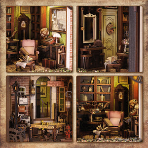 Rose Detective Agency DIY book nook kit interior detail with clue board and files