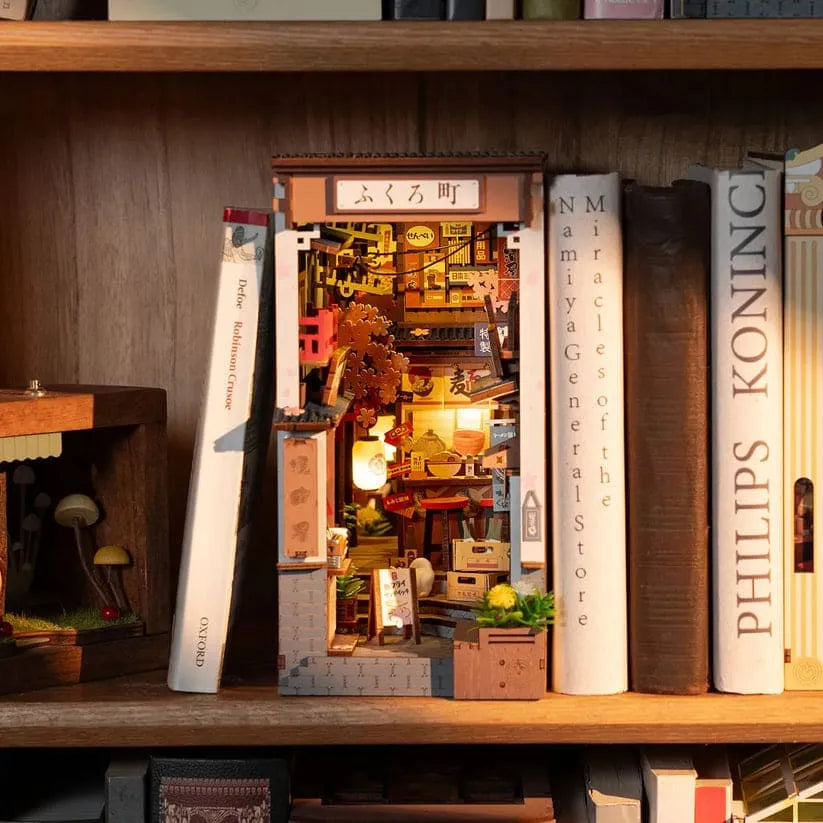 Sakura Wine Alley DIY Book Nook Kit | Japanese Street Diorama with LED Lighting