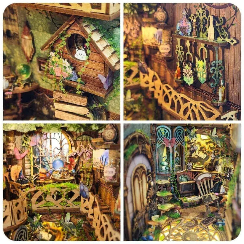 Green Fairyland DIY Book Nook Kit with LED Lighting | Enchanted Forest Miniature Diorama