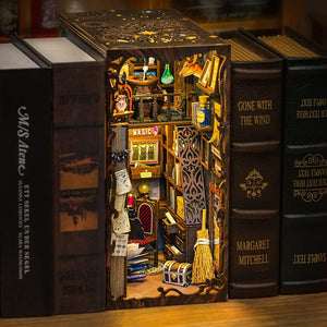 Magic Pharmacist DIY book nook kit — alchemist apothecary with warm LED lighting