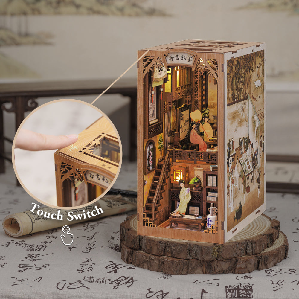 Ink Rhyme Bookstore DIY kit detail with four treasures of Chinese calligraphy
