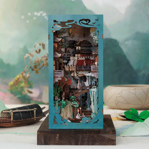 Su Dongpo's Life miniature scholar study animated GIF showing LED glow